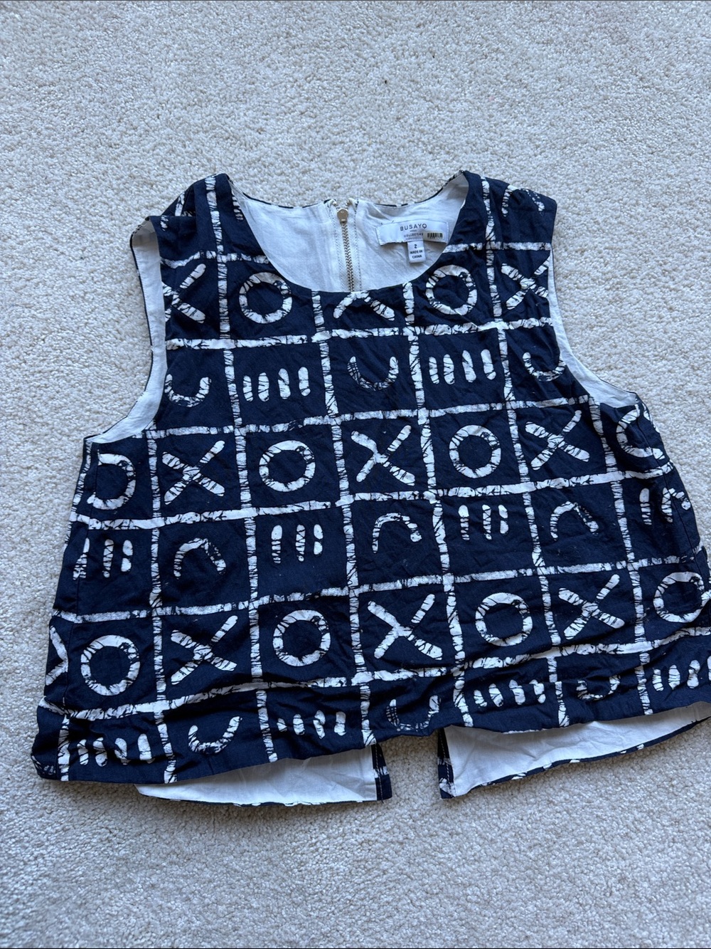 Sleeveless Navy Printed Tank Top by Ulla Johnson